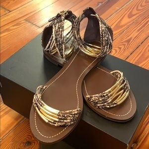 Tory Burch snakeskin with gold embellishments